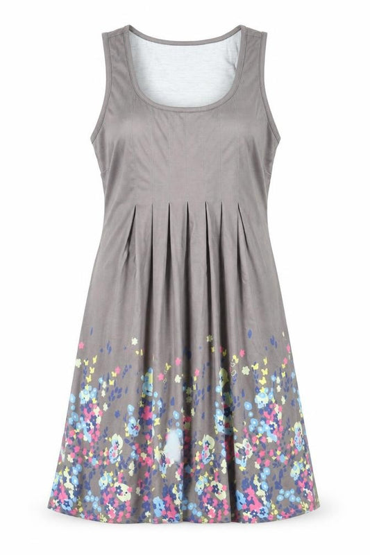 Front view of Yidarton women’s grey polyester shift, size S, round neck