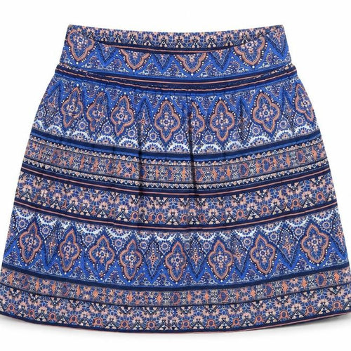 New Look Womens Blue Geometric Viscose Flare Skirt Size 10