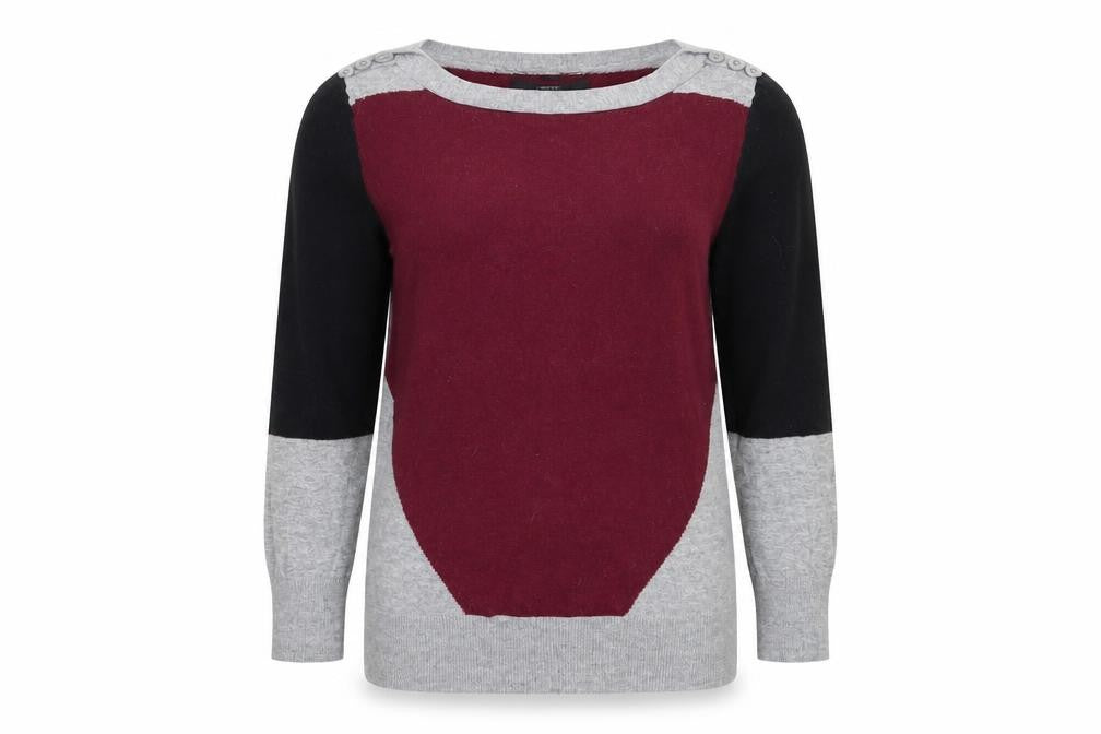 Front view of Next women’s purple round neck cotton jumper, size UK 6