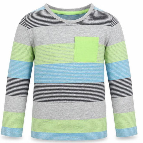 F&F Boys Grey Striped Cotton Basic Casual Size 5-6 Years Crew Neck Pullover