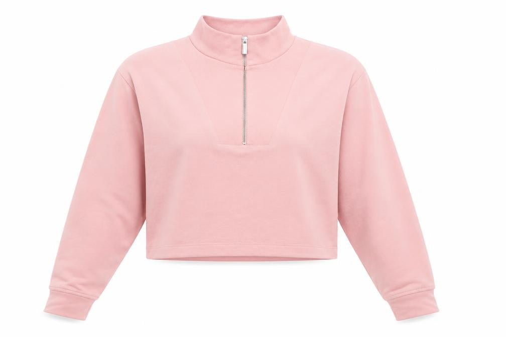 Front view of Pimkie women’s pink cotton pullover sweatshirt, size M, pullover