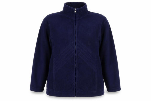 Front view of First Avenue women’s blue jacket, size L, zip