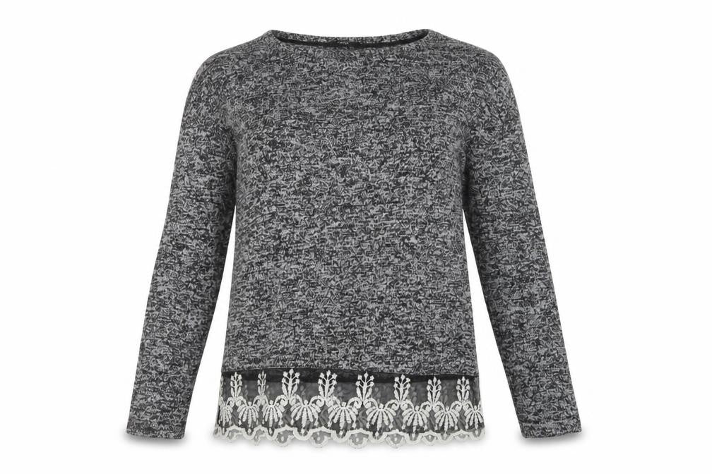 Next Womens Grey  Polyester Basic Blouse Size 8 Crew Neck - Lace Detail