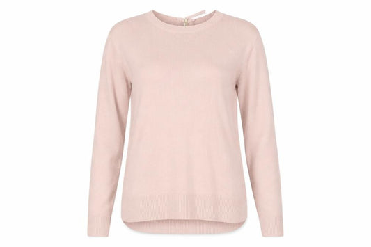 Front view of H&M women’s pink crew neck polyester jumper, size S