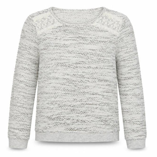 Papaya Womens Grey Crew Neck  Cotton Pullover Jumper Size 10   - Lace Detail