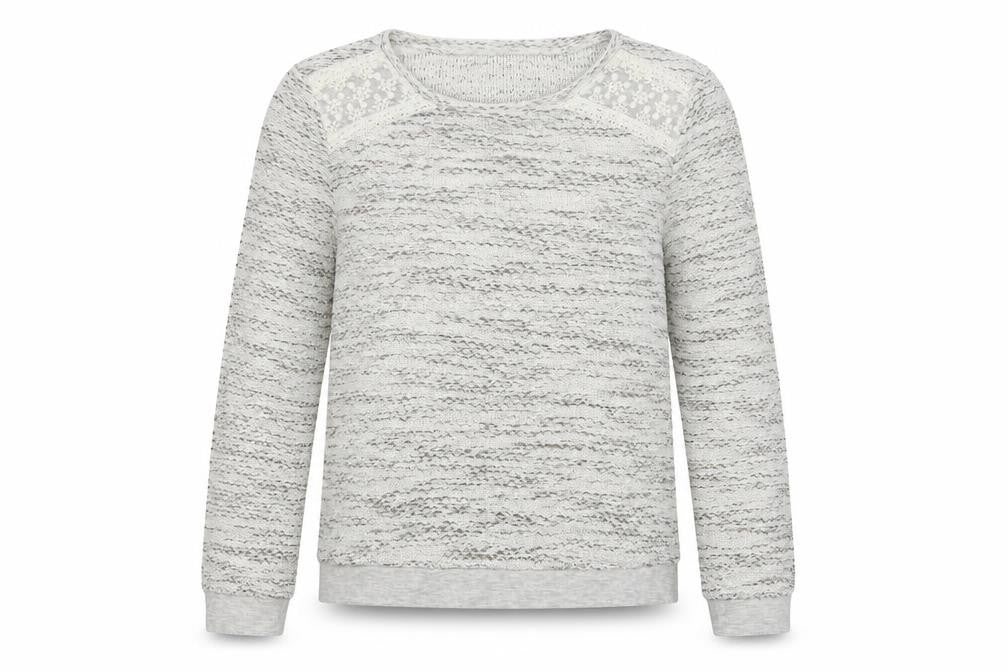 Papaya Womens Grey Crew Neck  Cotton Pullover Jumper Size 10   - Lace Detail