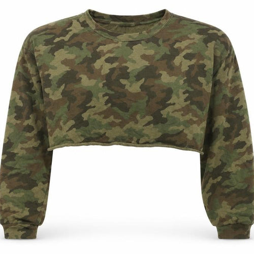 Just Fab Womens Green Camouflage Cotton Pullover Sweatshirt Size XL  Pullover