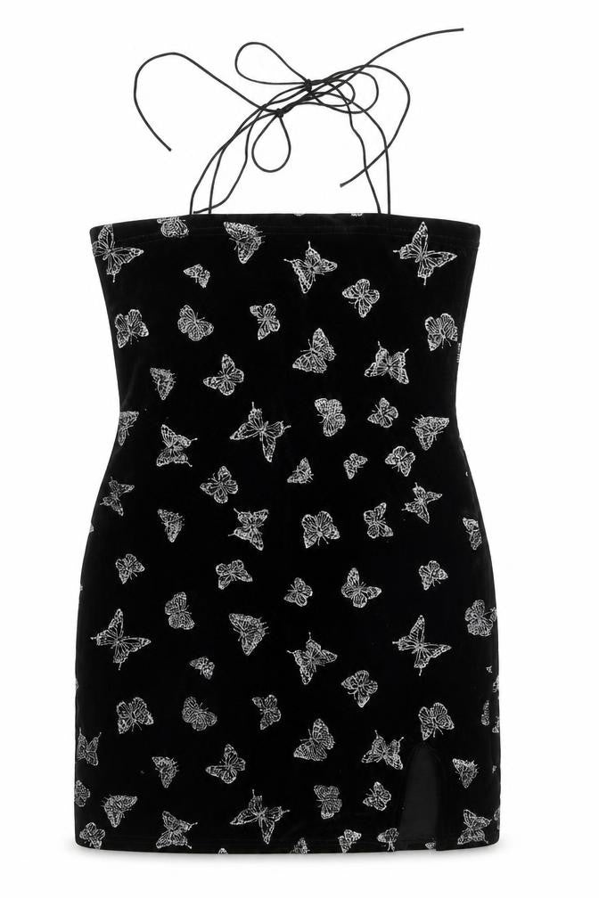 SHEIN Womens Black  Polyester Mini  Size S  Round Neck Pullover - Butterflies