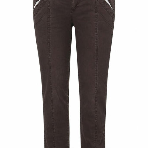 Debenhams Womens Brown  Cotton Trousers  Size 10 L29 in Regular Hook & Eye