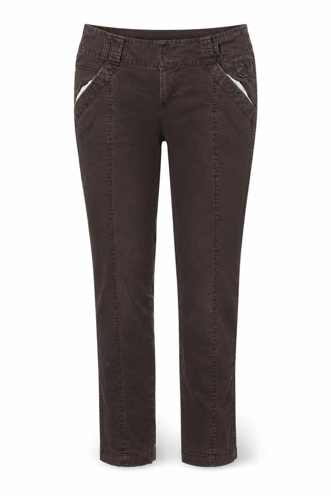 Debenhams Womens Brown  Cotton Trousers  Size 10 L29 in Regular Hook & Eye