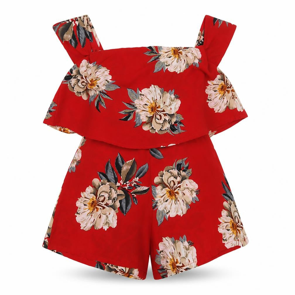 Missguided Womens Red Floral Polyester Playsuit One-Piece Size 8 L3 in Zip