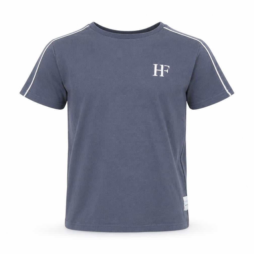 Front view of Holyfield boys’ grey cotton basic t-shirt, size 10-11, years crew neck pullover