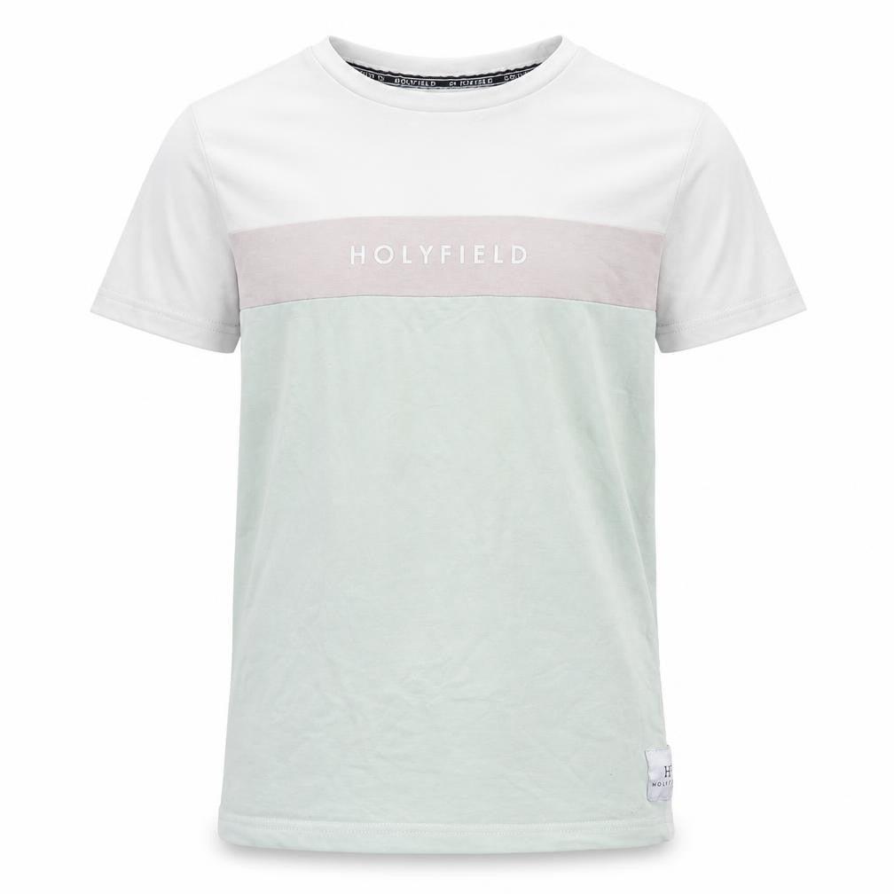 Holyfield Boys Green Colourblock Cotton Basic T-Shirt Size 10-11 Years Crew Neck Pullover