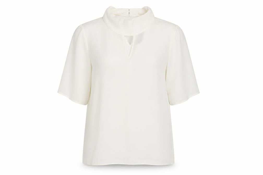 Tu Womens White  Polyester Basic Blouse Size 8 Mock Neck