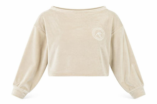 Front view of ASOS women’s brown polyester pullover sweatshirt, size UK 10, - cropped