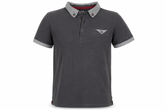 Front view of F&F boys’ grey cotton basic t-shirt, size 7-8, years collared