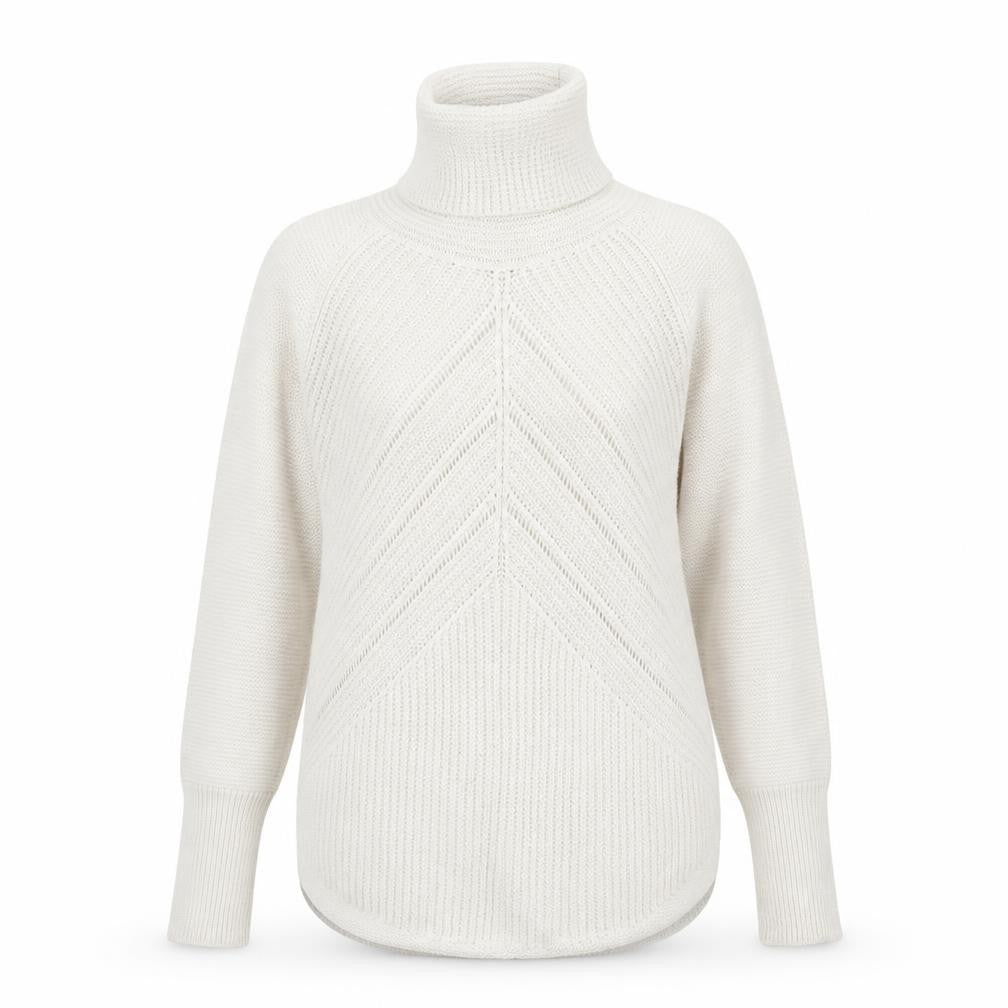 Front view of Monsoon women’s beige roll neck jumper, size S