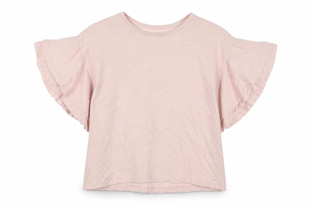 Front view of New Look women’s pink modal basic t-shirt, size UK 8, round neck