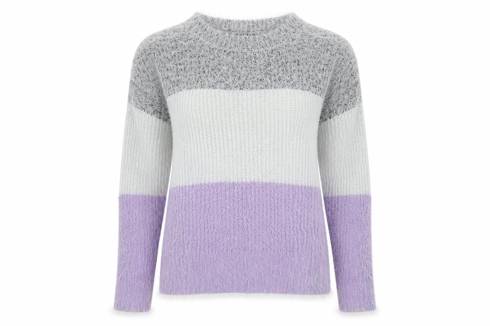 Front view of Primark women’s purple roll neck plaid nylon jumper, size S