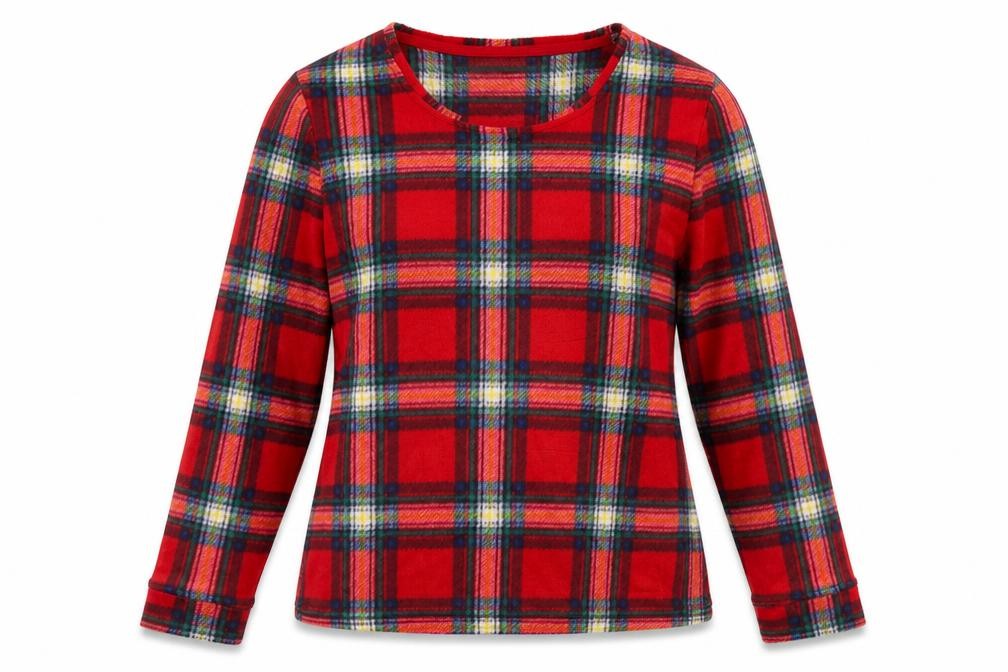 Marks and Spencer Womens Red Check Polyester  Pyjama Top Size 10