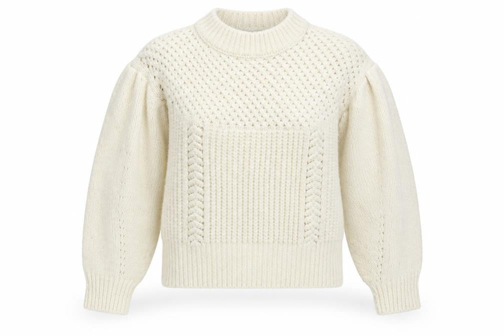 Front view of Topshop women’s white collared geometric acrylic jumper, size XS