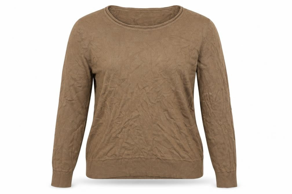 Front view of TU women’s brown collared viscose jumper, size UK 14