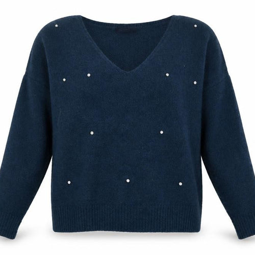 Marks and Spencer Womens Blue V-Neck  Acrylic Pullover Jumper Size 12