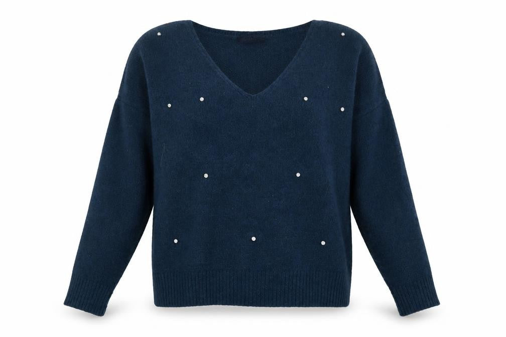 Marks and Spencer Womens Blue V-Neck  Acrylic Pullover Jumper Size 12