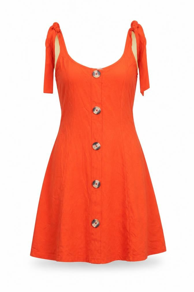 ASOS Womens Orange  Cotton Fit & Flare  Size 6  Round Neck