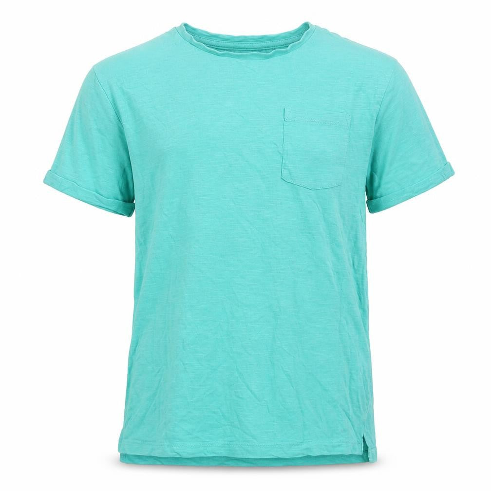Front view of Next boys’ blue cotton basic t-shirt, size 10, years crew neck pullover