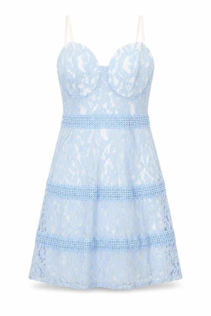 Boohoo Womens Blue  Polyamide Fit & Flare  Size 8  Sweetheart Zip