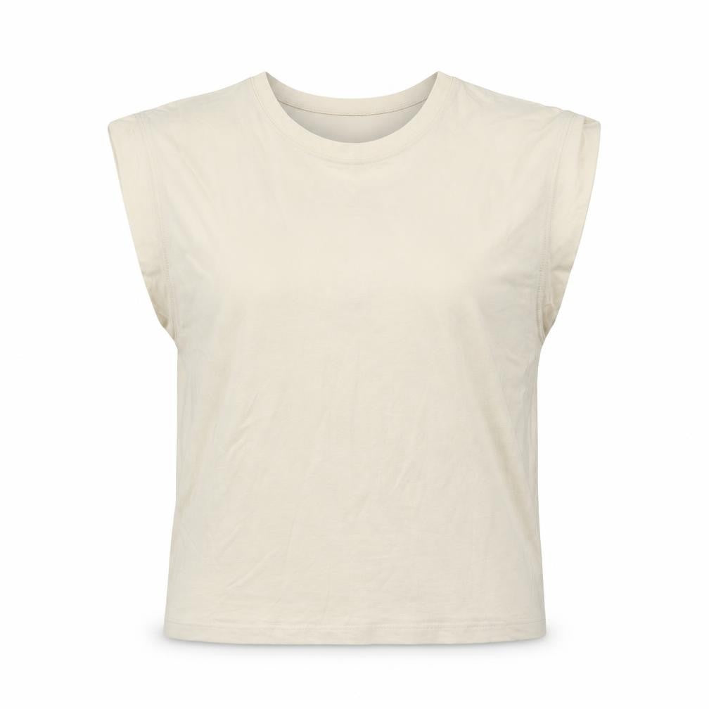 MNG Womens Ivory  Cotton Basic T-Shirt Size XS Round Neck - Scoop neck back