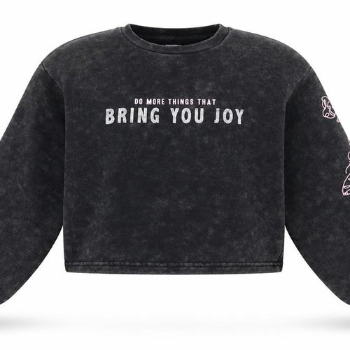 Primark Girls Black  Cotton Pullover Sweatshirt Size 10 Years   - Cropped, Puff sleeve