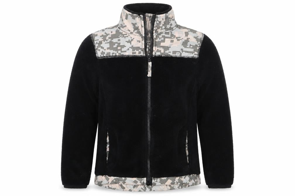 Front view of Pink Anie girls’ black jacket, size 7-8, years