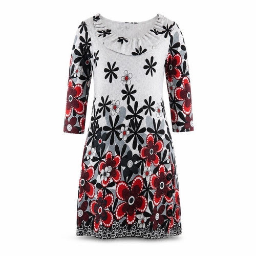 Autonomy Womens Grey Floral Polyester Jumper Dress  Size 10  Round Neck
