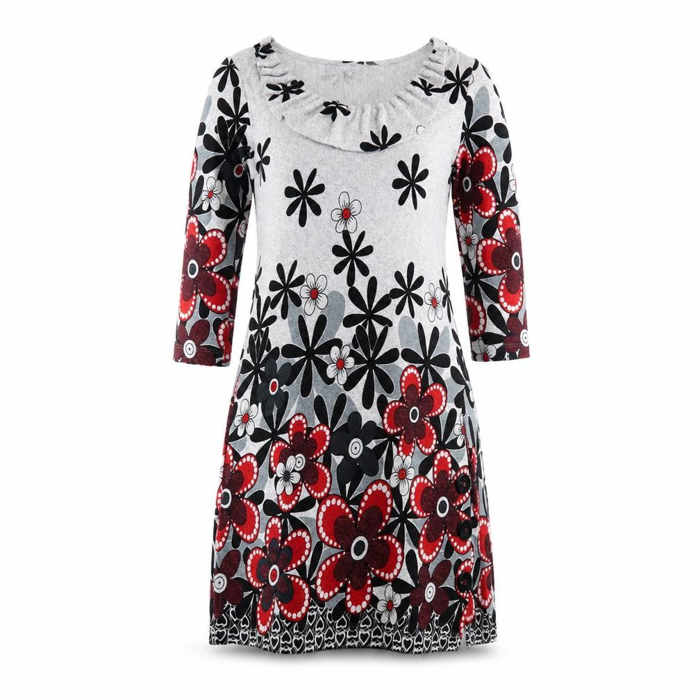 Autonomy Womens Grey Floral Polyester Jumper Dress  Size 10  Round Neck
