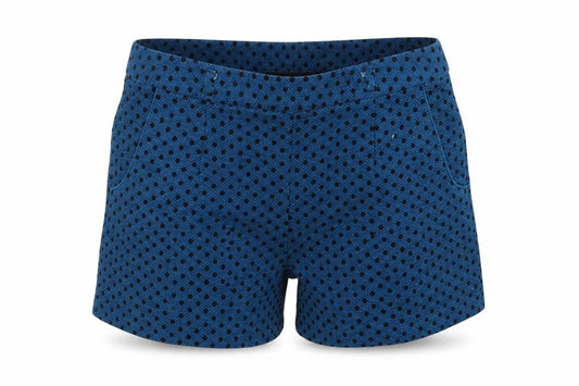 Front view of Atmosphere women’s green polka dot cotton hot pants shorts, size UK 12, 3-inch leg regular