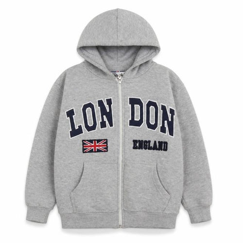 zone one Boys Grey  Cotton Full Zip Hoodie Size 9-10 Years  Zip