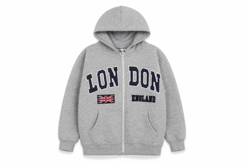 zone one Boys Grey  Cotton Full Zip Hoodie Size 9-10 Years  Zip