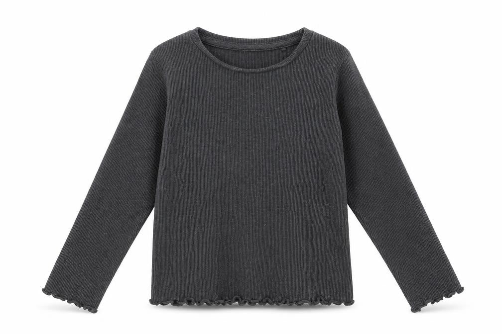 Next Girls Grey  Cotton Basic Blouse Size 2 Years Crew Neck