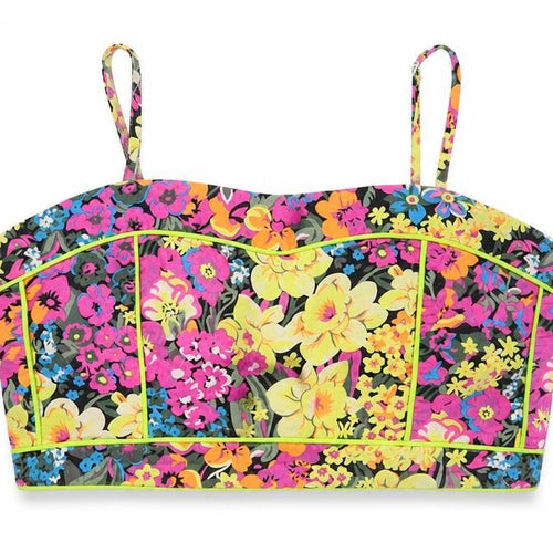 Republic Womens Multicoloured Floral Cotton Cropped Tank Size L Square Neck