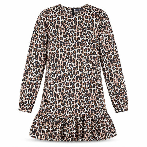 Studio Womens Beige Animal Print Polyester Fit & Flare  Size 10  Round Neck