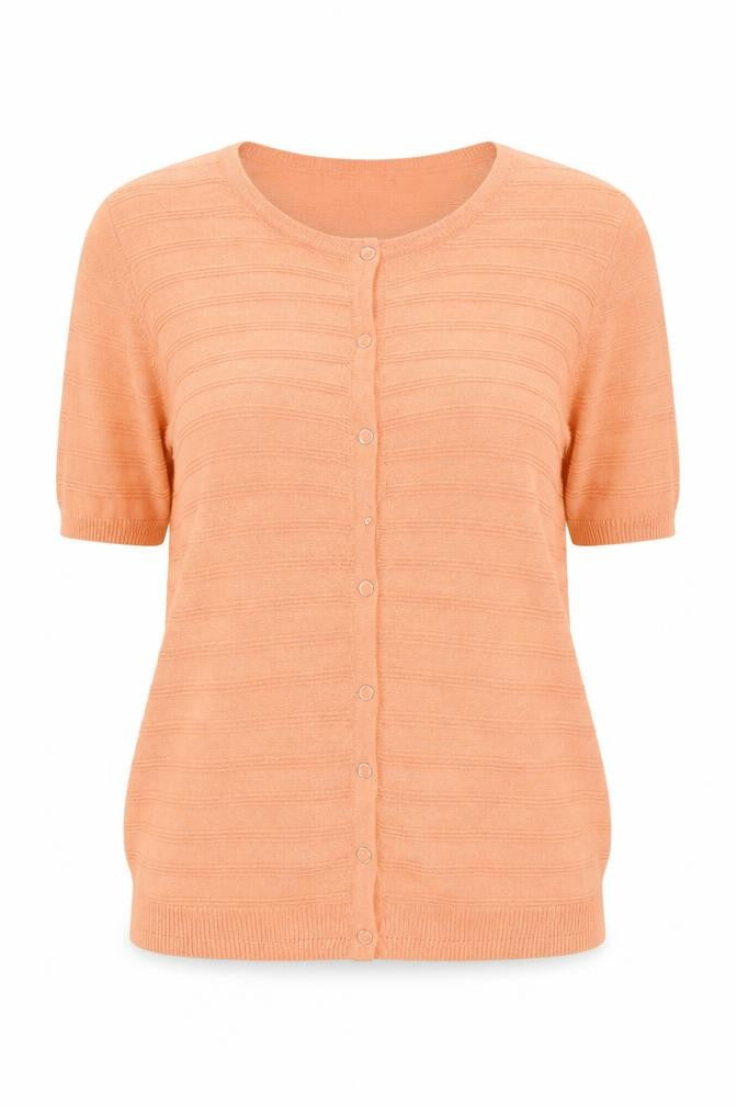 EWM Womens Orange Round Neck  Acrylic Cardigan Jumper Size L