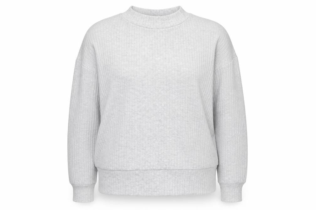 Front view of Primark women’s grey round neck viscose jumper, size M