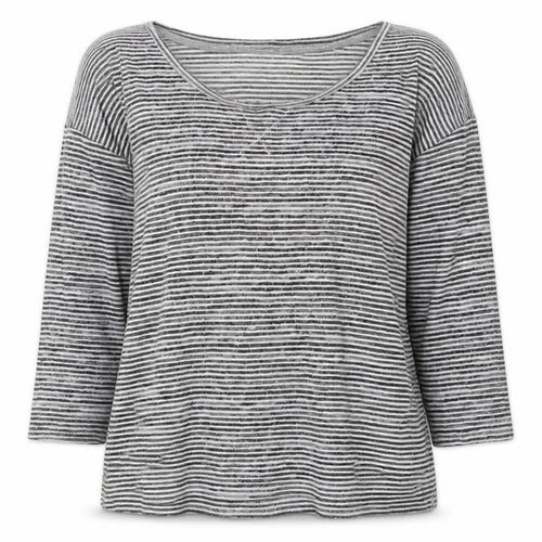 F&F Womens Grey Round Neck Striped Polyester Pullover Jumper Size 14