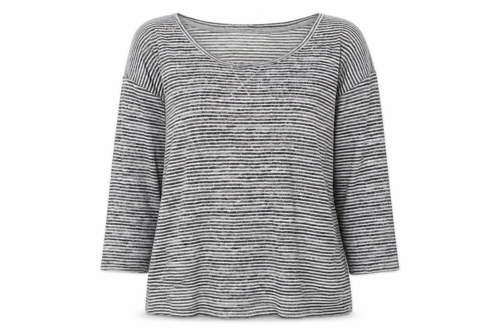 F&F Womens Grey Round Neck Striped Polyester Pullover Jumper Size 14