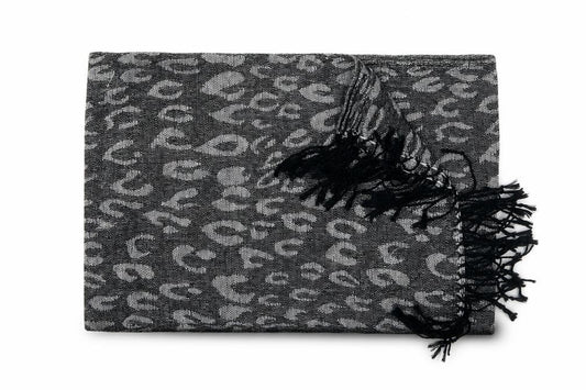 Front view of Preworn women’s grey animal print shawl/wrap