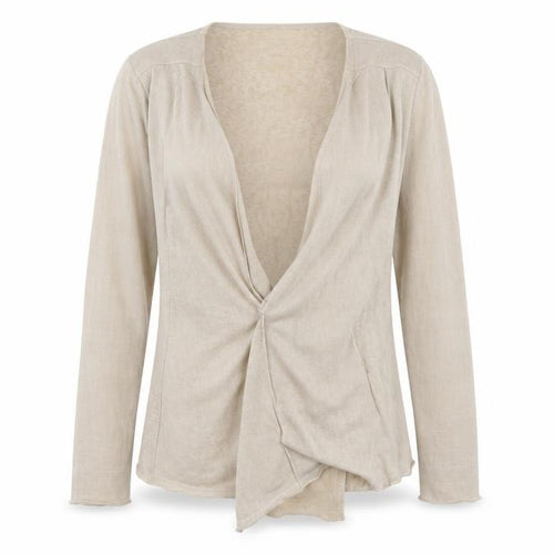 M&S Womens Beige V-Neck  Polyester Cardigan Jumper Size 14