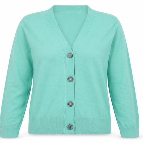 paramour Womens Green V-Neck  Viscose Cardigan Jumper Size XL
