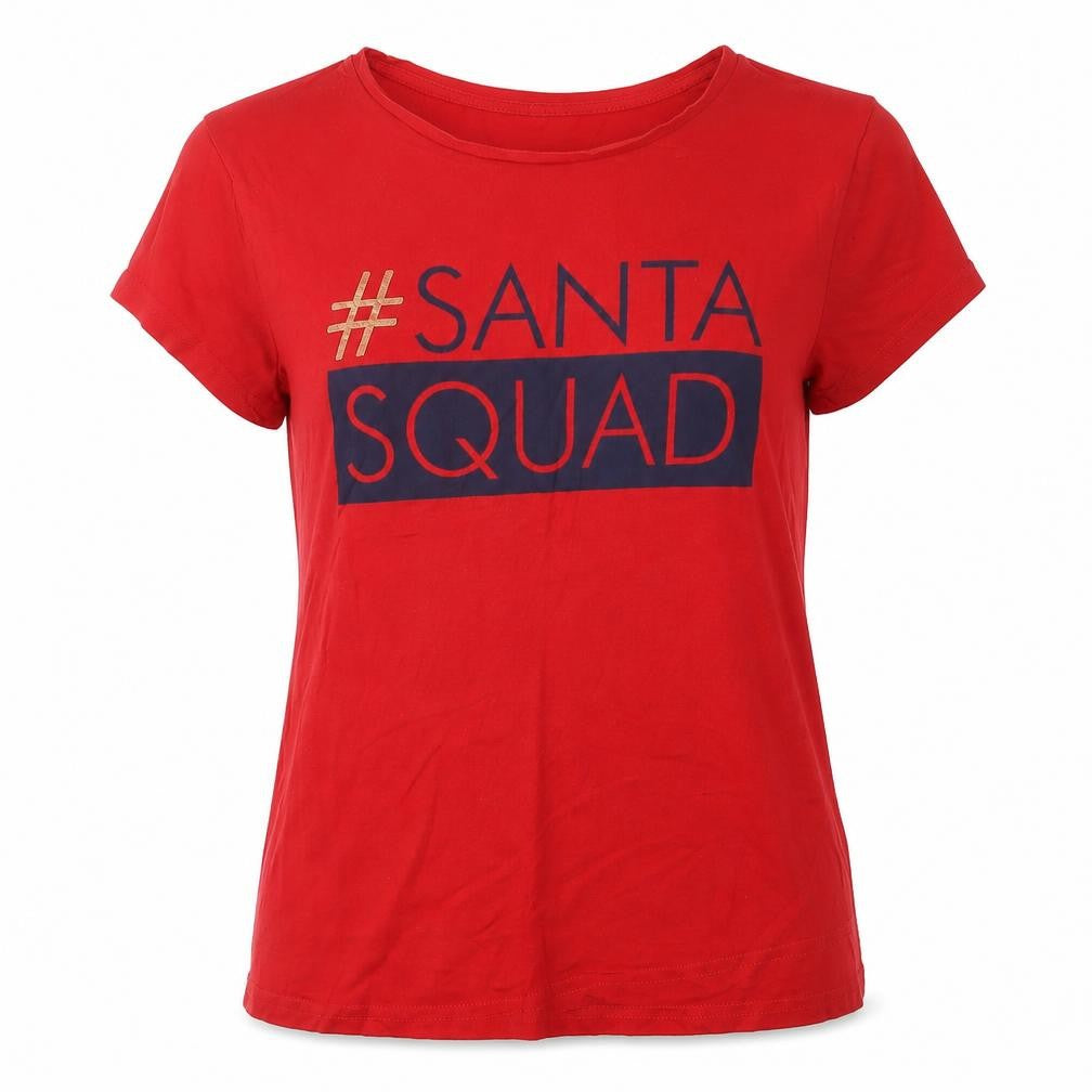 Front view of George women’s red cotton basic polo, size UK 14, crew neck - santa
